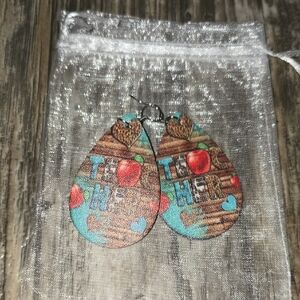 Colorful Teardrop Earrings with Apple and Heart Design SET OF 3